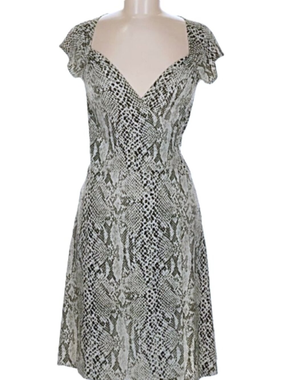 Norma Kamali Snake Print Short Sleeve black and white Wrap Dress L